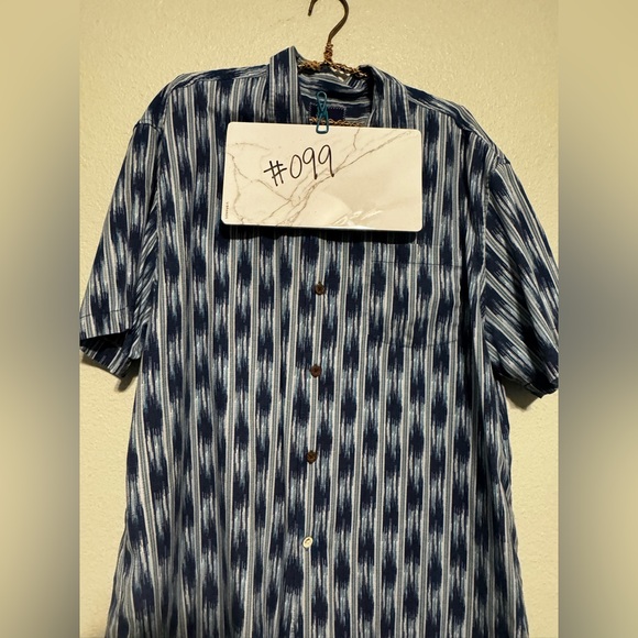 Tommy Bahama Men’s Camp Shirt Ikat Short Sleeve Blue Silk Blend Size‎ XL - Picture 9 of 10